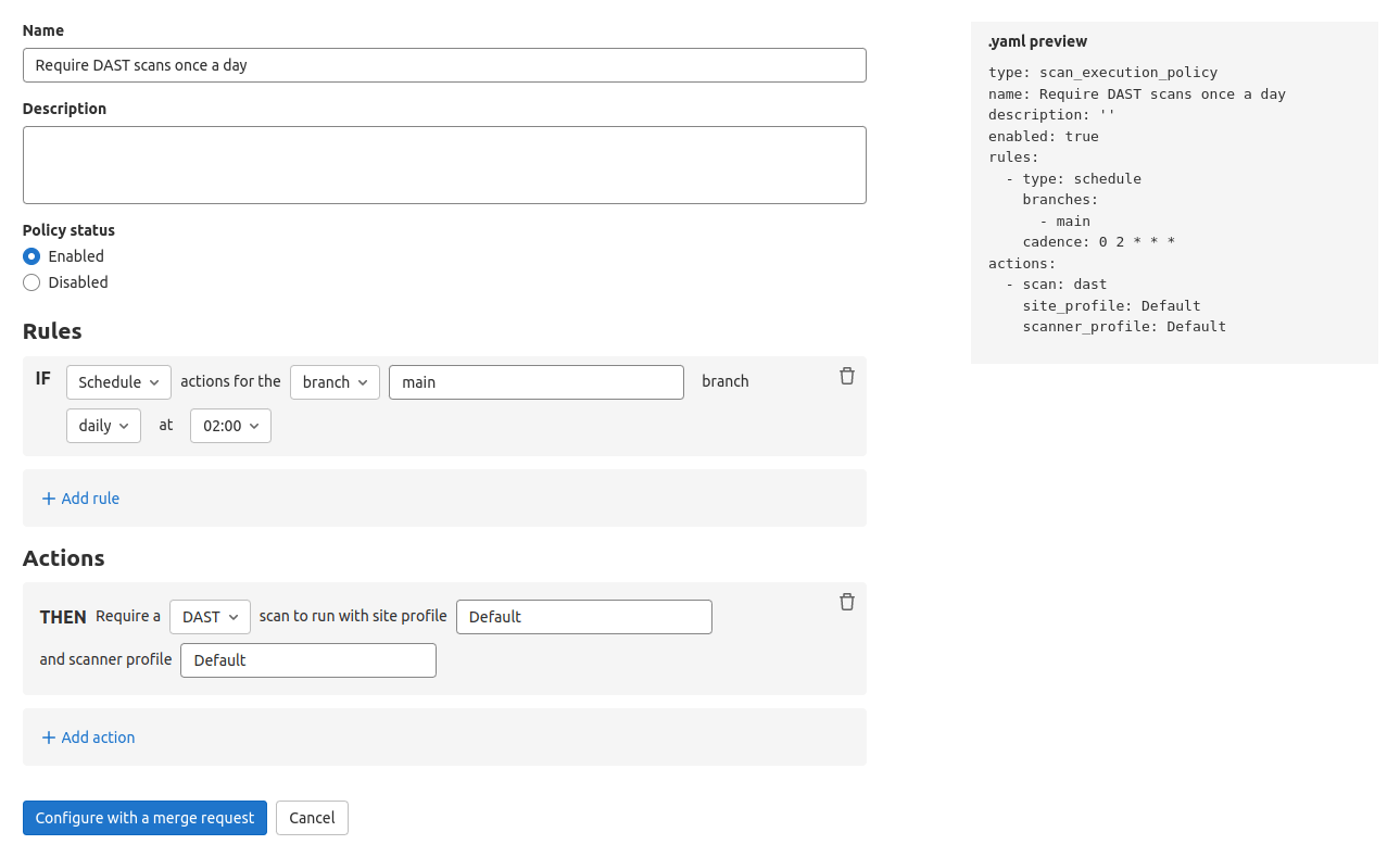 Scan Execution Policy Editor Rule Mode